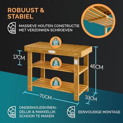2-in-1 schoenenrek en bank gemaakt van acaciahout - 70 cm 2-in-1 schoenenrek en bank gemaakt van acaciahout - 70 cm