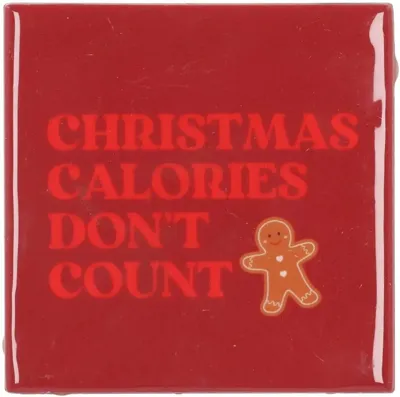 Daan Kromhout Design tegeltje keramiek christmas calories 10x10cm rood