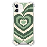iPhone 12 mini shockproof hoesje - Groen hart swirl - thumbnail