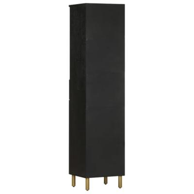 Badkamerkast 38x33x160 cm massief mangohout zwart