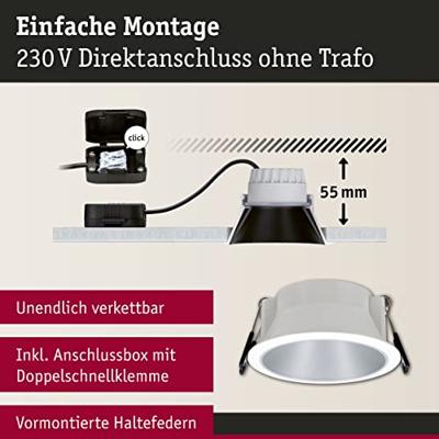 Paulmann 93409 Cole Coin Inbouwlamp LED LED 6 W Wit, Zilver Paulmann 93409 Cole Coin Inbouwlamp LED LED 6 W Wit, Zilver