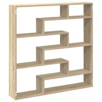 Wandschap kubus 7 vakken bewerkt hout sonoma eikenkleurig - thumbnail