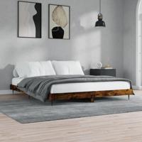 Bedframe zonder matras 200x200 cm spaanplaat gerookt eiken - thumbnail