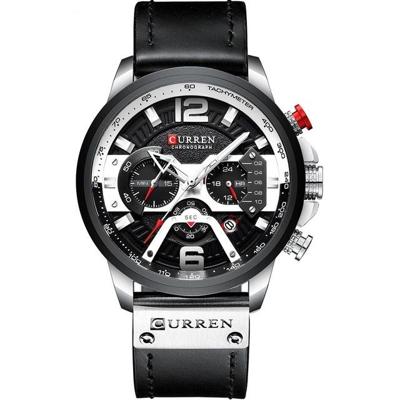 CURREN M8329 casual sport lederen horloge voor mannen (wit zwart) CURREN M8329 casual sport lederen horloge voor mannen (wit zwart)