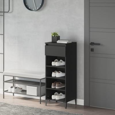 VidaXL Schoenenrek 40x36x105 cm bewerkt hout zwart VidaXL Schoenenrek 40x36x105 cm bewerkt hout zwart