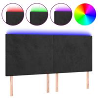 Hoofdbord LED 200x5x118/128 cm fluweel zwart - thumbnail