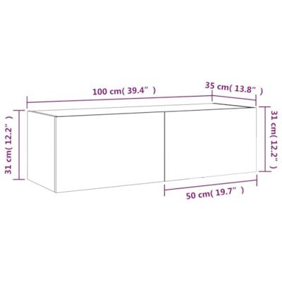Tv-wandmeubel met LED-verlichting 100x35x31 cm wit