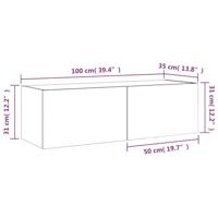 Tv-wandmeubel met LED-verlichting 100x35x31 cm wit - thumbnail