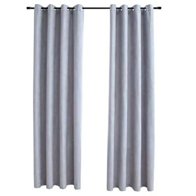 VidaXL Gordijn verduisterend met metalen ringen 2 st 140x175 cm grijs VidaXL Gordijn verduisterend met metalen ringen 2 st 140x175 cm grijs