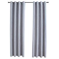 VidaXL Gordijn verduisterend met metalen ringen 2 st 140x175 cm grijs - thumbnail