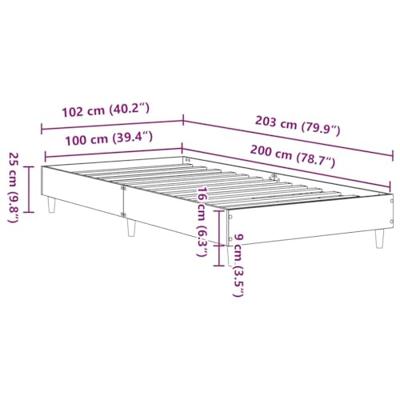 Bedframe zonder matras 100x200 cm spaanplaat bewerkt hout