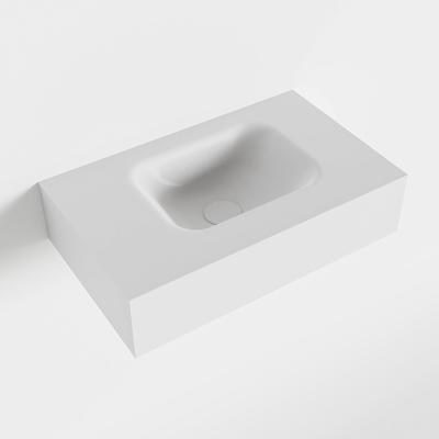 MONDIAZ LEX Talc vrijhangende solid surface wastafel 50cm. Positie wasbak rechts MONDIAZ LEX Talc vrijhangende solid surface wastafel 50cm. Positie wasbak rechts