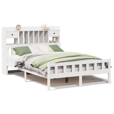 Bed met boekenkast zonder matras grenenhout wit 150x200 cm - thumbnail