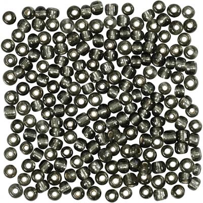 Creativ Company Rocailles, d 4 mm, afm 6/0, gatgrootte 0,9-1,2 mm, helder grijs, 25 gr/ 1 doos