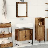 Badkamermeubelset Wandgemonteerd 2 pcs Bruin Bewerkt hout - thumbnail