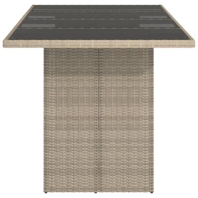 Tuintafel met glazen blad 190x80x74 cm poly rattan lichtgrijs - thumbnail