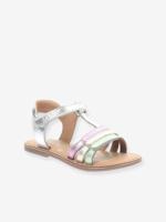 Leren kindersandalen Diamanto KICKERS® zilver - thumbnail