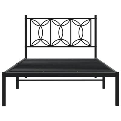 Bedframe met hoofdbord metaal zwart 107x203 cm