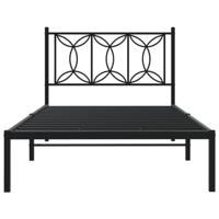 Bedframe met hoofdbord metaal zwart 107x203 cm - thumbnail