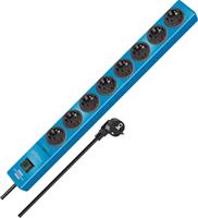 Brennenstuhl Hugo! Stekkerdoos 8-voudig met overspanningsbeveiliging (2 m kabel en schakelaar, behuizing van onbreekbaar polycarbonaat) 2 m blauw - thumbnail