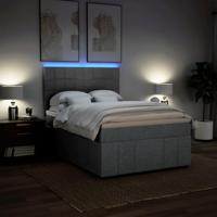 Boxspring met matras stof lichtgrijs 160x200 cm - thumbnail