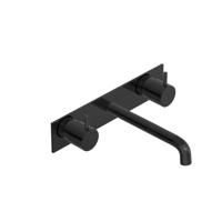 Hotbath COBBER Afbouwdeel - Wastafelmengkraan 3 gats inbouwbrug achterplaat 18CM uitloop Gepolijst Zwart PVD (CB006TEXT18PBP) - thumbnail