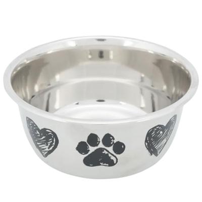 TRIXIE VOERBAK HOND PRINT SCHETS HART POOTJE GEPOEDERCOAT 1 LTR 15 CM