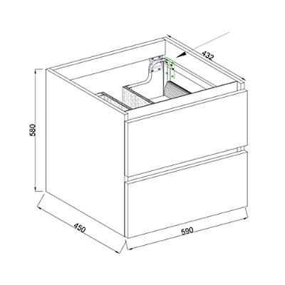 Wiesbaden Marmaris losse onderkast + 2 laden mat zwart 60 cm