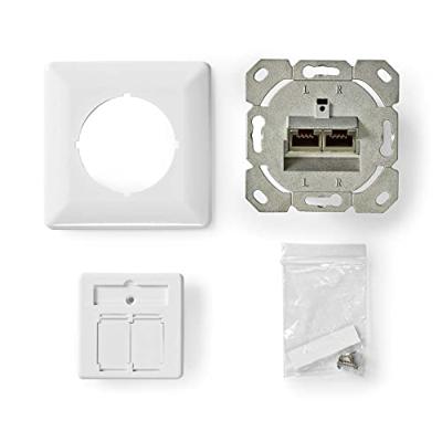 Nedis Netwerk Wanddoos 2 x RJ45 Female CAT6a Goud Verguld Wit - thumbnail