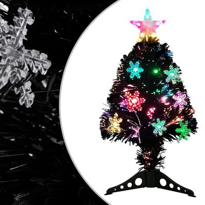 VidaXL Kerstboom met led-sneeuwvlokken 64 cm glasvezel zwart