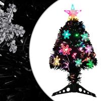 VidaXL Kerstboom met led-sneeuwvlokken 64 cm glasvezel zwart - thumbnail
