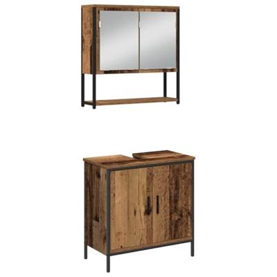 Badkamermeubelset 3 pcs Bruin 33 x 33 x 102,5 cm Bewerkt hout