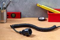 AS Schwabe 70410 Stroom Verlengkabel 16 A Zwart 2.50 m H05VV-F 3G 1,5 mm² Spiraalkabel - thumbnail