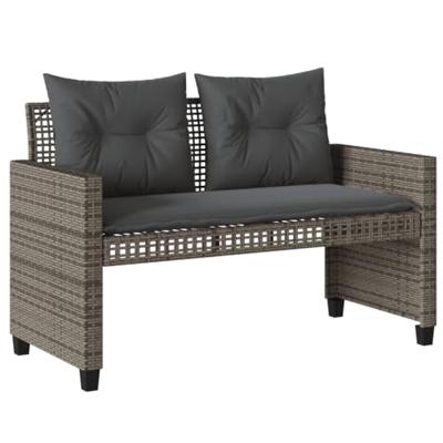 4-delige Loungeset met kussens poly rattan en glas grijs