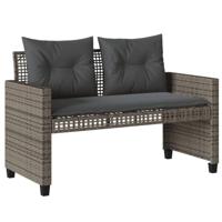 4-delige Loungeset met kussens poly rattan en glas grijs - thumbnail