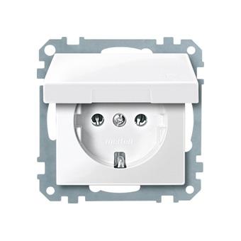 Merten stopcontact enkel polarwit glans 2311-0319 klapdeksel