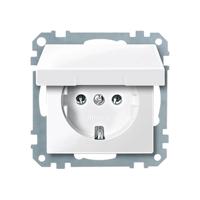 Merten stopcontact enkel polarwit glans 2311-0319 klapdeksel - thumbnail