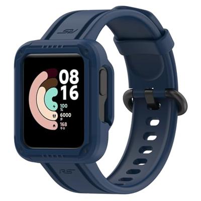 By Qubix - Siliconen sportband met case - Navy - Xiaomi Redmi Watch 2 (Lite)