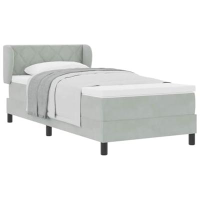 Boxspringbed met matras fluweel lichtgrijs 90x190 cm