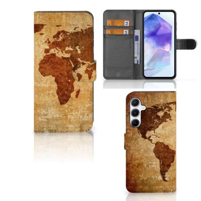 Samsung Galaxy A55 | Flip Cover | Wereldkaart Samsung Galaxy A55 | Flip Cover | Wereldkaart