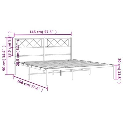 Bedframe met hoofdbord metaal wit 140x190 cm - thumbnail