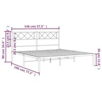 Bedframe met hoofdbord metaal wit 140x190 cm - thumbnail