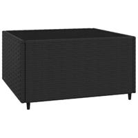 3-delige Loungeset met kussens poly rattan zwart - thumbnail