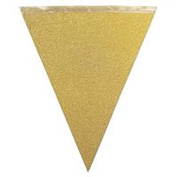 Haza Witbaard Vlaggenlijn goud glitter, 6mtr. - thumbnail