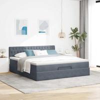 Ottoman bed met matras en LED's 180x200cm fluweel donkergrijs - thumbnail