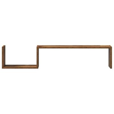 Wandschappen 2 st 100x15x20 cm bewerkt hout oud houtkleurig