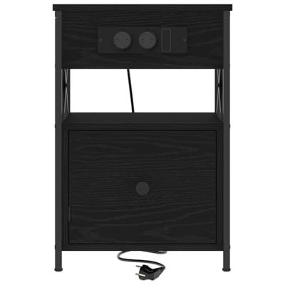 Nachtkastje 2 pcs Zwart eiken 40 x 31 x 60 cm Bewerkt hout