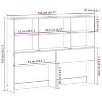 Hoofdbord met opbergruimte 160 cm massief grenenhout wit - thumbnail