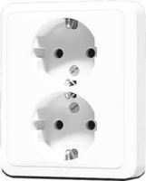 Jung CD500 2-voudige wandcontactdoos met randaarde creme - thumbnail