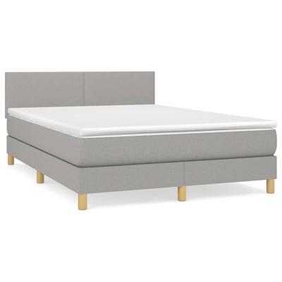 Boxspring met matras stof lichtgrijs 140x190 cm